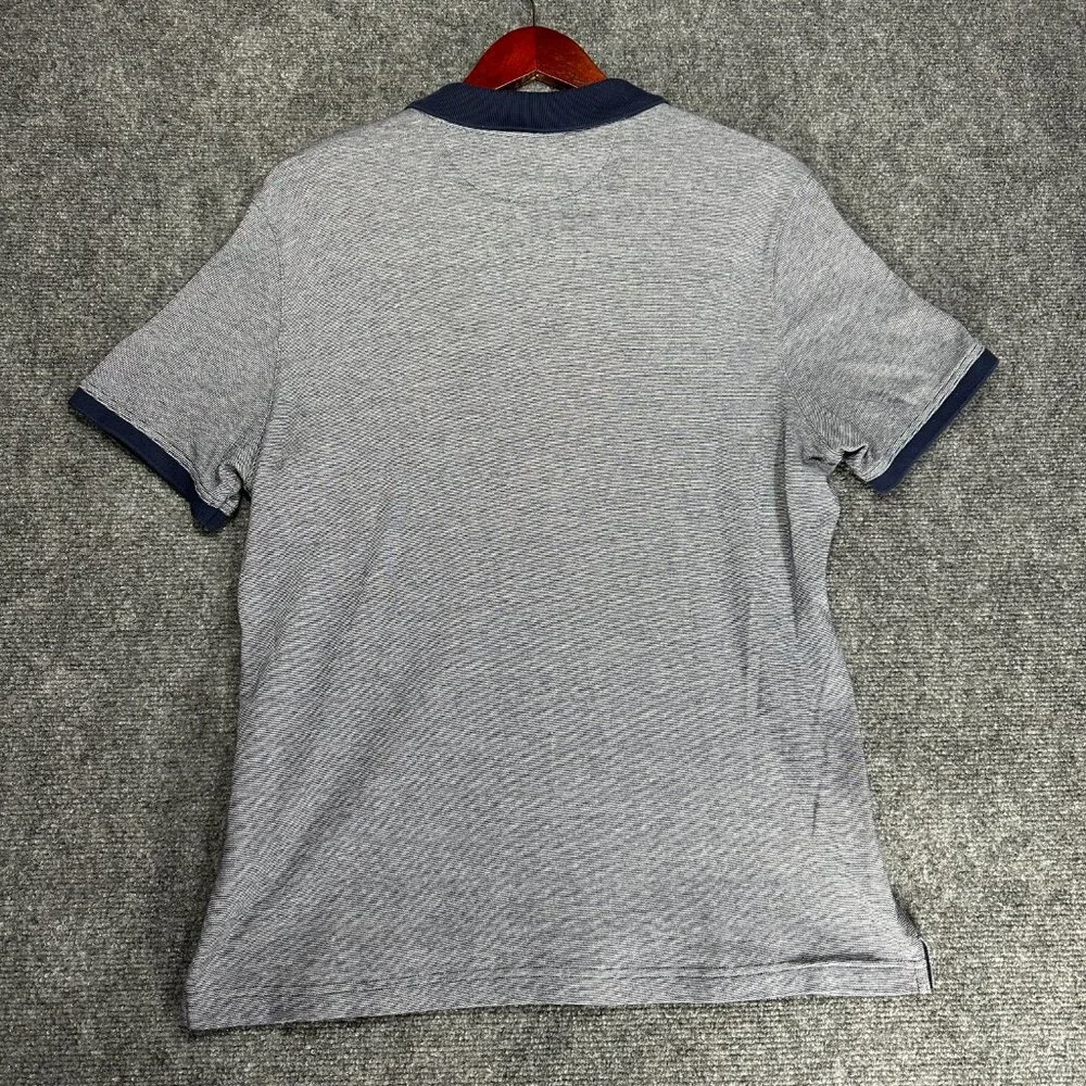 Banana Republic Dress Polo Shirt Mens Medium Short Sleeve Blue Cotton Split Hem